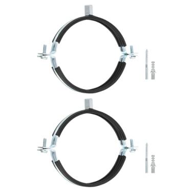 Imagem de uxcell 2 peças de braçadeira de suporte de tubo ajustável, 127 mm (127 mm) suporte de parede para montagem no teto gancho de tubo de ferro galvanizado suporte de alça de tubo com parafuso e tubo de