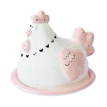 Imagem de Fancyes Utensílios de mesa de Páscoa Decoração de Páscoa Formato de galinha Enfeite fofo Louça de cerâmica para reuniões familiares Qualquer ocasião especial, Prato de Manteiga