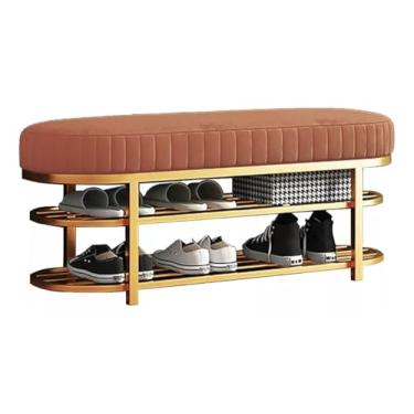 Imagem de Banco Puff Recamier Sapateira Glow 110 Cm Base Em Aço Veludo Terracota - Loja Monte Belo