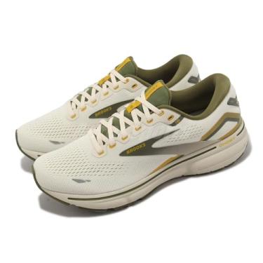 Imagem de Brooks O tênis masculino Ghost 15 oferece cabedal respirável com estampa 3D, forro de nylon e palmilha de espuma removível, Cinza/Verde/Daylilly, 10