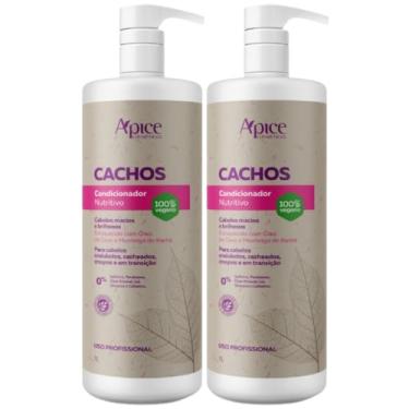 Imagem de Kit 2 Condicionador Nutritivo Cachos Apse Limpeza Suave Vegano Cabelo Sem Sulfato Profissional 1L