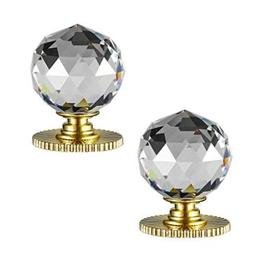 Imagem de CcHhyyt Puxadores autoadesivos de cristal puxadores de armário de 1-3/5 polegadas 40 mm de diâmetro puxador de substituição com adesivo para armário espelho armário janela vidro gaveta porta