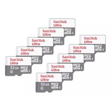 Imagem de Kit 10 Cartão Memória Micro Sd Sandisk 32gb Classe 10 Ultra