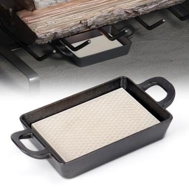 Imagem de Pearwow Bandeja de Ferro Fundido para Acender Fogo, Bandeja de Lareira Resistente Ao Calor, Bandeja de Ferro Fundido para Acender Fogo, Bandejas de Acender Fogo de Lascas de Madeir (, Preto)
