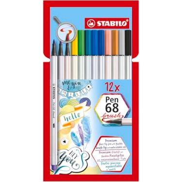 Imagem de Caneta de ponta de fibra premium – Caneta Stabilo 68 pincéis carteira com 12 cores sortidas