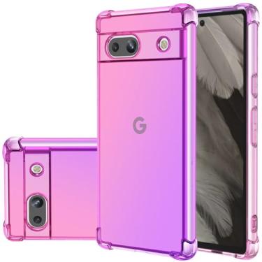 Imagem de Gufuwo Capa para Pixel 8A, capa fofa para Google 8A GC3VE meninas e mulheres, capa protetora à prova de choque de TPU macio antiarranhões gradiente para Google Pixel 8A rosa/roxo