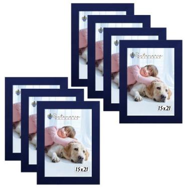 Imagem de Kit 7 Molduras Porta Retrato 15X21 Azul - Santamaria Molduras
