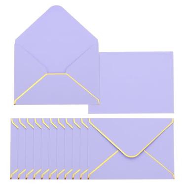 Imagem de PATIKIL Pacote com 60 envelopes A7, envelope com aba V de 5 x 17 cm, envelopes de dia dos namorados com borda dourada para escritório, convites de cartão de casamento, presente de festa de formatura,