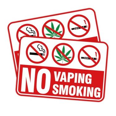 Imagem de Sigicanage Sinal de não fumar e não vaping 02, 25 x 16,75 polegadas (2 peças) livre de ferrugem, não cigarros eletrônicos com proteção UV, resistente ao clima, impermeável, tinta durável, fácil de