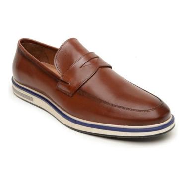 Imagem de Sapato Couro Legitimo Masculino Loafer Casual Mocassim Leve - Calçado 