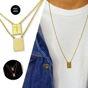 Imagem de Colar Escapulário Masculino Aço Inox Pai Nosso Para Presente Não Escur