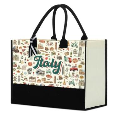 Imagem de Bolsa feminina Italy Chicago New York Las Vegas Paris para presente de lona, Itália, 16.7" x 12.5" 8"
