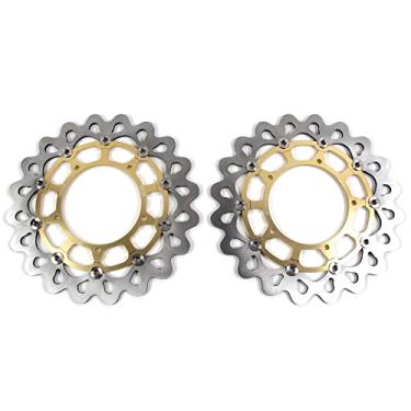 Imagem de 1 par de discos de freio dianteiros flutuantes de rotores compatíveis com Yamaha MT10 FZ10 2016-2020 ABS 2016-2021, MT-10 SP 2017-2021, peças de acessórios de motocicleta douradas