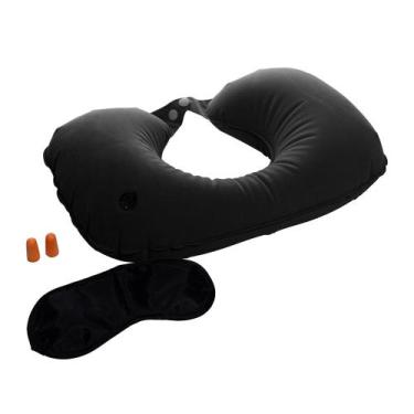 Imagem de Almofada de Pescoço Travesseiro Kit Viagem Máscara De Olhos Protetor O