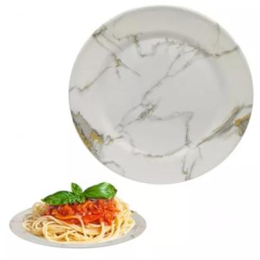 Imagem de Prato Raso 25cm Melamina Decorada Marmore