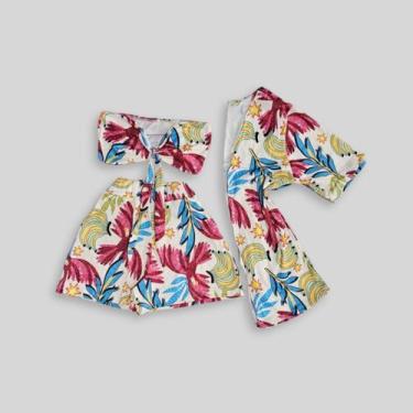 Imagem de Conjunto Feminino 3 peças Cropped + Kimono + Shorts 0614 - Bellucy Mod