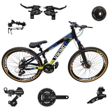 Imagem de Bicicleta 26 VikingX T25 24v Shimanos Cubo e Catraca K7 Pneu Aro 26 Balão Faixa Amarela-Unissex