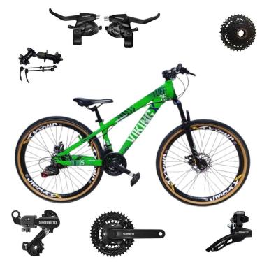 Imagem de Bicicleta 26 VikingX T25 24v Shimanos Cubo e Catraca K7 Pneu Aro 26 Balão Faixa Amarela-Unissex