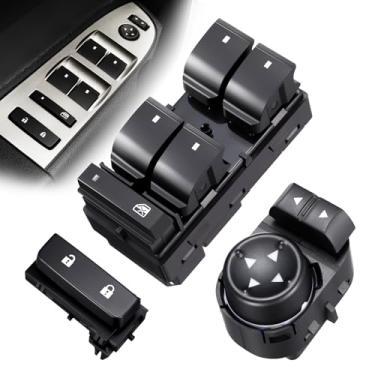 Imagem de Interruptor de janela mestre do lado do motorista, interruptores de fechadura da porta do lado do motorista dianteiro, interruptor de espelho adequado para Chevrolet Silverado GMC Sierra 2007-2014