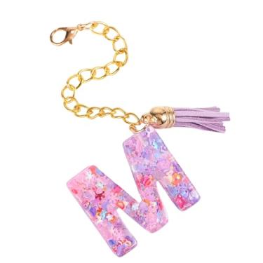 Imagem de HAPPYLIVE SHOPPING Acessórios de letras para copo Stanley, corrente de garrafa de água com letra, 1 peça de chaveiro fofo com pingente com borla para Stanley Tumbler para mulheres, Resina epóxi