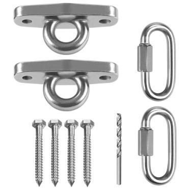 Imagem de 9M Of2 — Ganchos resistentes de aço inoxidável 304 à prova de ferrugem para área de recreação, varandas, assento de ioga, gancho, balanço, cadeira, kit de suspensão, para ambientes internos e externos, capacidade para 2 mosquetões