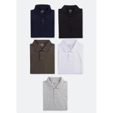 Imagem de Kit 5 Camisas Polo Básica Masculina Manga Curta Hering-Masculino