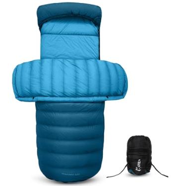 Imagem de ATEPA Saco de dormir para adultos, saco de dormir reciclado de 700 FP, ultraleve, para clima frio, 3 estações, compacto, embalável, impermeável, com saco de compressão para mochila, acampamento