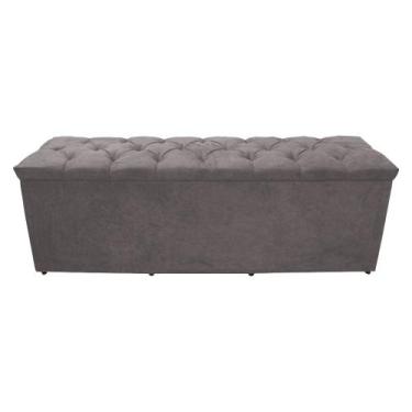 Imagem de Calçadeira Baú Paris King 195 cm Botão Strass Suede Prata Do Lar Móvei