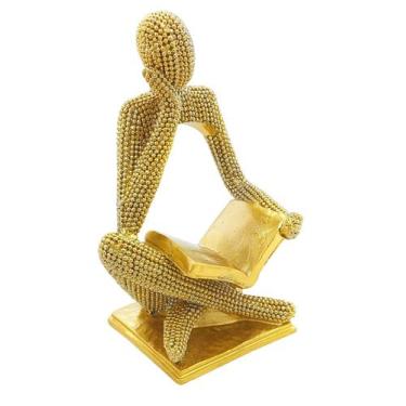 Imagem de Leitor Estatueta Decorativa Leitura Abstrata Homem que Lê Decoração Or