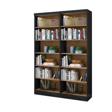 Imagem de Livreiro Multiuso Preto/Carvalho Kit Com 2 - Fdecor