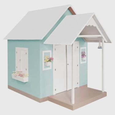 Imagem de Casinha de Brinquedo com Telhado Branco/Verde Água - Criança Feliz