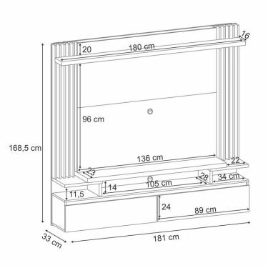 Imagem de Painel para TV Home Suspenso Brasil Nature Off White - hb Móveis