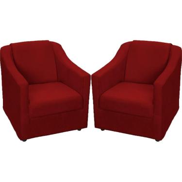 Imagem de Kit 2 Poltronas Mila Pé De Plástico Cromado - Bordô Suede