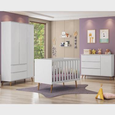 Imagem de Quarto de Bebê Retrô Melinda Branco - 100% mdf - Mobili