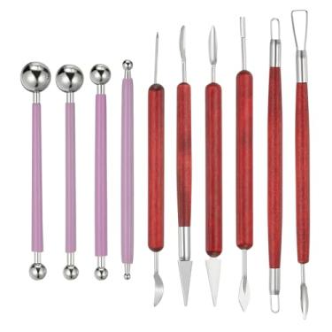 Imagem de YOKIVE 10 ferramentas de escultura de argila, ferramentas de argila de polímero, ferramenta de modelagem de argila, ferramenta de pontilhamento, ótima para pintura artesanal de cerâmica (roxa)