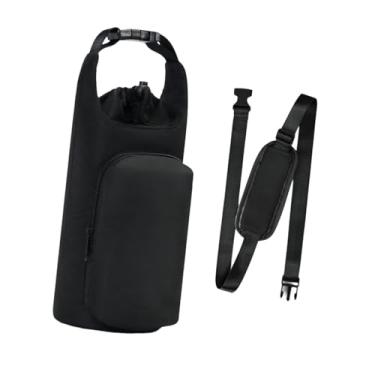 Imagem de simhoa Bolsa de tampa de copo de porta de garrafa de água com alça de ombro portátil luva de garrafa de água ao ar livre para acampamento ao ar livre, Preto
