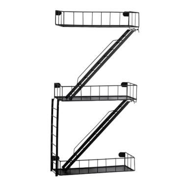 Imagem de COEAYO Prateleira de parede Fire Escape – Exibição de 4 andares e bonecos de ação com chave de fenda e parafusos, exibição de figura de ação flutuante rústica exclusiva para banheiro, sala de estar e