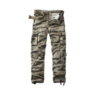 Imagem de Calça Camuflada Militar Masculina Para Caminhada, 8 Bolsos, Escalada, 