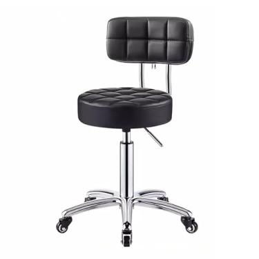 Imagem de WYUYIWH Banqueta redonda com rodinhas ajustável em altura, banquinho giratório clássico com roda, perfeito para salão de beleza, trabalho, casa, spa, loja