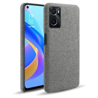 Imagem de Capa para OPPO A76 4G,Capa desenhada em lona,Case Protetora Ultrafina com Empunhadura Macia,Design em Tecido Antichoque e Antiarranhões-Gray