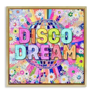 Imagem de Stupell Industries Arte de parede Vivid Disco Dream with Daisies Gold Floater Canvas Floater, design por Jess Stempel, 25 x 25