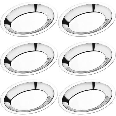 Imagem de 6 Travessas de Inox Ovais para Servir Porções Saladas 20cm B