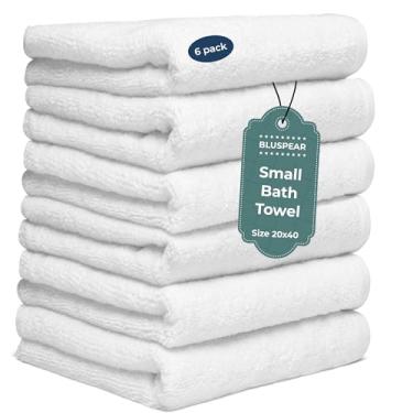 Imagem de BLUSPEAR Toalhas de banho brancas pequenas de algodão a granel 20 x 40 | Pacote com 6 toalhas econômicas multiusos baratas para hotel, sauna, piscina, academia, spa | Toalha de hotel altamente