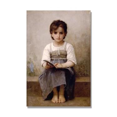 Imagem de NHLDZYH William Adolphe Bouguereau Impressões artísticas - Pintura de retrato - (A lição difícil) - Pôster temático de mitologia grega - Pôster de decoração de parede vintage. Somente tela 40 x 60 cm