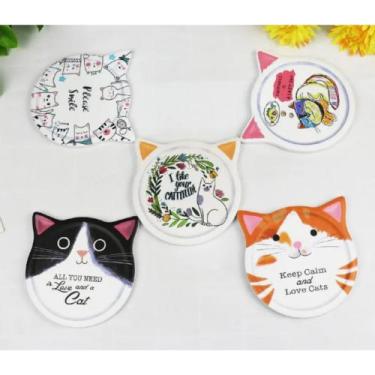 Imagem de Porta Copo de Cerâmica Branco Estampa Frases Gatinhos 11cm - RIO DE OU
