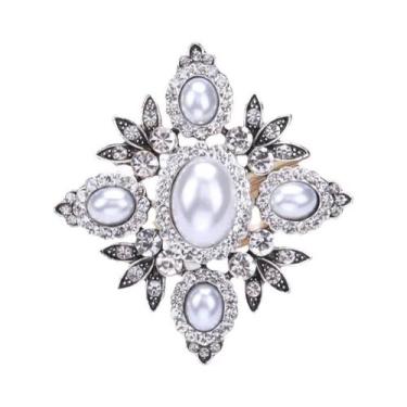 Imagem de Broche de Strass e Pérolas Barrocas Luxuoso para Vestido de Festa e Ca