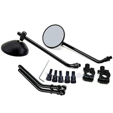 Imagem de Yibid Preto fosco universal 7.6 cm retrovisor retrovisor retrovisor de motocicleta 8 mm 10 mm substituição multi-fit para Cruiser Chopper Cafe Racer Old School Bobber Touring Honda Custom Kawasaki