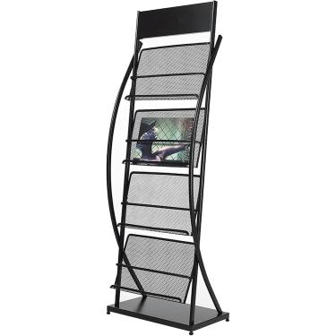 Imagem de Porta-revistas De Ferro Para A Sala De Estar, Porta-revistas Preto De 4 Camadas Para Exposição, Porta-pastas Para Escritório Em Casa/porta-papel/porta-jornais, Black