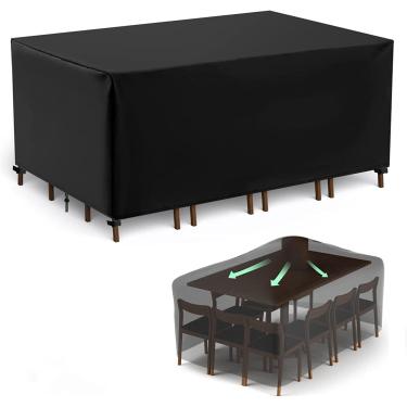 Imagem de Capas De Móveis De Jardim, Capa De Móveis De Jardim Grande Retangular, Capas De Guarda-chuva De Jardim De Tecido Oxford 600d à Prova D'água, à Prova De Vento, Anti, Black, 145x75x75cm