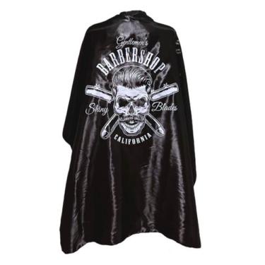 Imagem de Capa Preta De Cetim Brilhante De Corte Barbeiro Profissional - Barbers